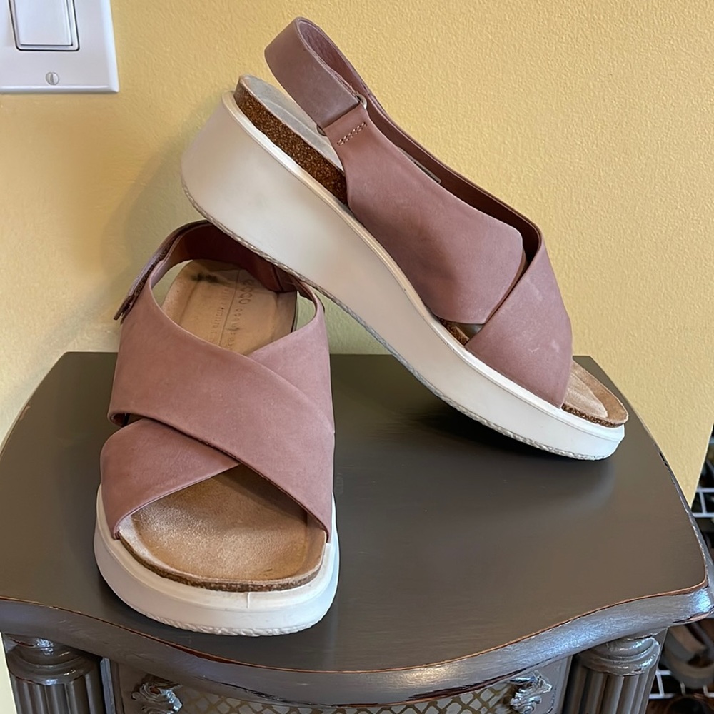 Ecco Corksphere Platform Wedge Sandals Size 39